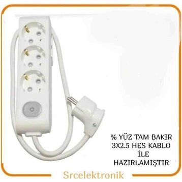 Viko Multi-Let 3'lü 3x2.5 25 m Öznur Kablo Tam Bakır Anahtarlı Topraklı Çocuk Korumalı Uzatma Grup Priz