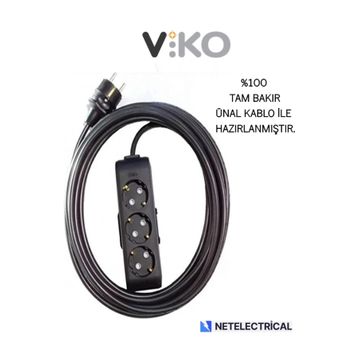 Viko Multi-let 3'lü Topraklı 1 Metre Kablolu Çocuk Korumalı Priz