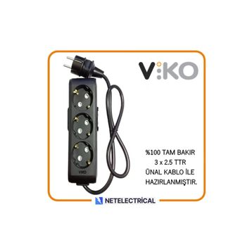Viko Multi-let 3'lü Topraklı 1 Metre Kablolu Çocuk Korumalı Priz