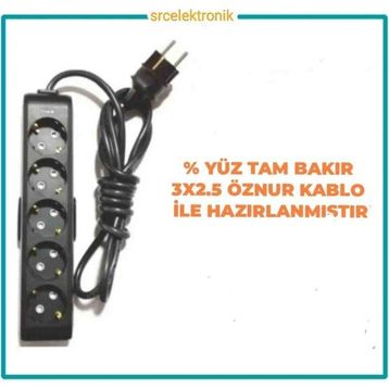 Viko Multi-Let 5'li 3x2.5 4 m Öznur Kablo Tam Bakır Topraklı Çocuk Korumalı Uzatma Grup Priz