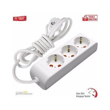 Viko VİKO0104 3 m Multi-Let Üçlü 3 Lü Anahtarlı Topraklı Grup Priz