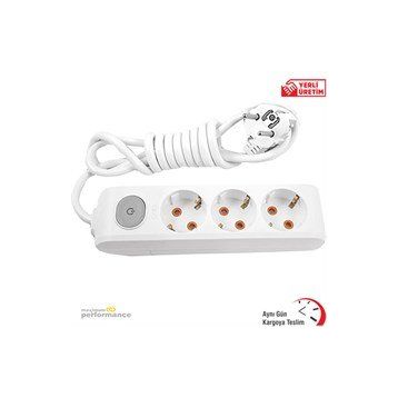 Viko VİKO0104 3 m Multi-Let Üçlü 3 Lü Anahtarlı Topraklı Grup Priz