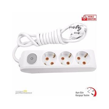 Viko VİKO0104 3 m Multi-Let Üçlü 3 Lü Anahtarlı Topraklı Grup Priz