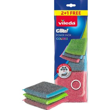 Vileda 3'lü Power Inox Colors Çelik Bulaşık Sünger