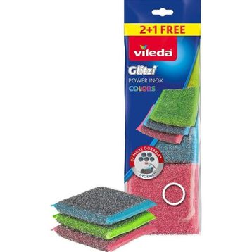Vileda 3'lü Power Inox Colors Çelik Bulaşık Sünger