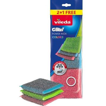 Vileda 3'lü Power Inox Colors Çelik Bulaşık Sünger