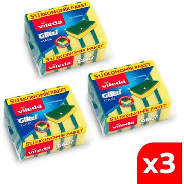 Vileda 5'li Ekonomik Paket 3 Adet Yeşil Düz Sünger