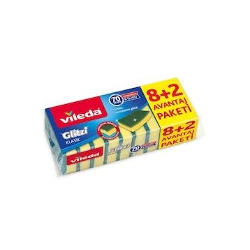Vileda 8+2 Ekonomik Paket Yeşil Düz Hijyenik Bulaşık Süngeri