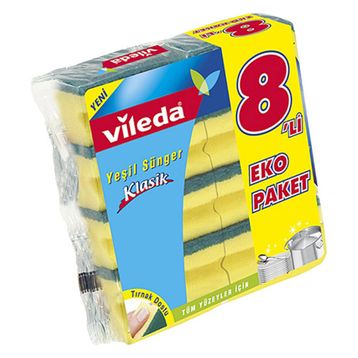 Vileda Power Yeşil Düz 8'li Sünger