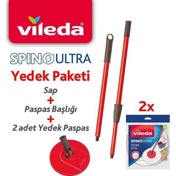 Vileda Spino Ultra Yedek Sap + Başlık + 2 Adet Yedek Paspas Paketi