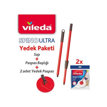 Vileda Spino Ultra Yedek Sap + Başlık + 2 Adet Yedek Paspas Paketi