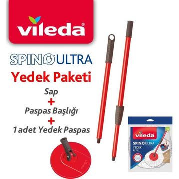 Vileda Spino Ultra Yedek Sap + Başlık + Yedek Paspas Paketi