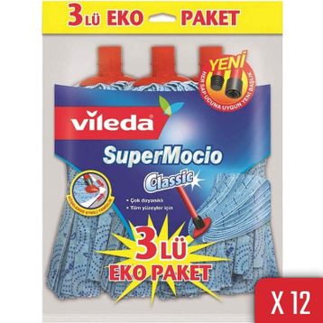 Vileda Supermocio 12'li Paket Mikrofiber Eko Yedek Paspas