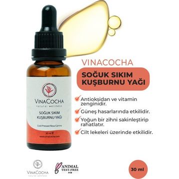 Vinacocha 30 ml Soğuk Sıkım Kuşburnu Çekirdeği Yağı