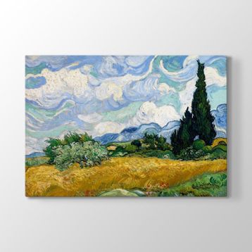 Vincent Van Gogh - Selvi Ağaçlı Buğday Tarlası Tablosu