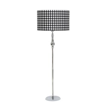 Vinner VNR2903SLKRMDZ015 Silindir Siyah Dama Başlık Krom Kaplama Solid Düz Tek Ayak Metal Lambader