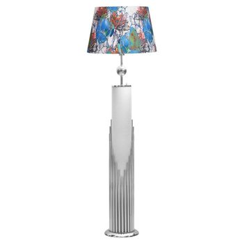 Vinner VNRDHKKLMB008 Doha Krom Kaplama Gövde Işıklı Özel Tasarım Flowers Desenli Metal Lambader
