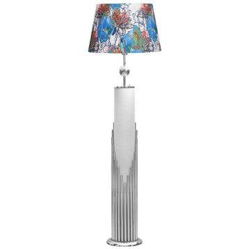 Vinner VNRDHKKLMB008 Doha Krom Kaplama Gövde Işıklı Özel Tasarım Flowers Desenli Metal Lambader