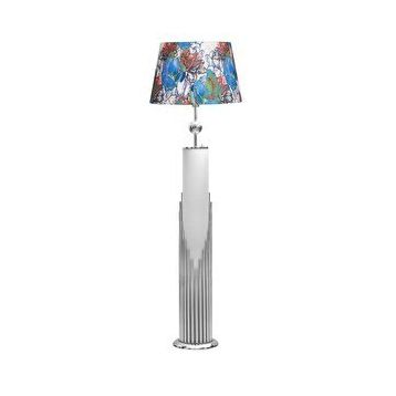 Vinner VNRDHKKLMB008 Doha Krom Kaplama Gövde Işıklı Özel Tasarım Flowers Desenli Metal Lambader