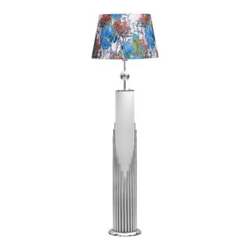 Vinner VNRDHKKLMB008 Doha Krom Kaplama Gövde Işıklı Özel Tasarım Flowers Desenli Metal Lambader