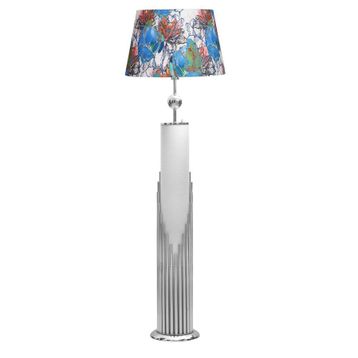 Vinner VNRDHKKLMB008 Doha Krom Kaplama Gövde Işıklı Özel Tasarım Flowers Desenli Metal Lambader