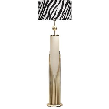 Vinner VNRDOHALMBGLD007 Doha Gold Kaplama Gövde Işıklı Özel Tasarım Zebra Desenli Metal Lambader
