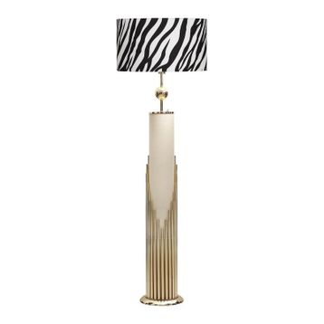 Vinner VNRDOHALMBGLD007 Doha Gold Kaplama Gövde Işıklı Özel Tasarım Zebra Desenli Metal Lambader