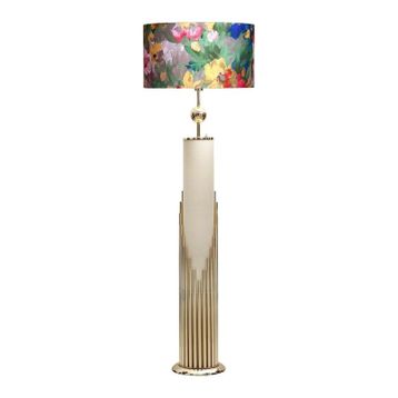 Vinner VNRDOHALMBGLD015 Doha Gold Kaplama Gövde Işıklı Özel Tasarım Violet Desenli Metal Lambader