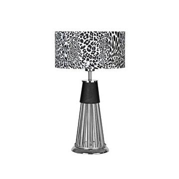 Vinner VNRORLEANSKROMLMD006 Orleans Krom Kaplama Metal Çubuklu Özel Tasarım Leopar Desenli Metal Abajur