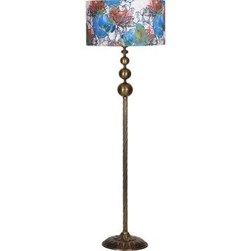 Vinner VNRVGAEKLMB037 Vega Eskitme Üçlü Küre Tek Ayaklı Metal Flowers Desenli Lambader