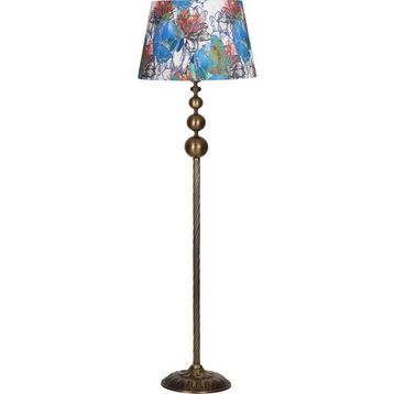 Vinner VNRVGAEKLMB037 Vega Eskitme Üçlü Küre Tek Ayaklı Metal Flowers Desenli Lambader