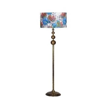 Vinner VNRVGAEKLMB037 Vega Eskitme Üçlü Küre Tek Ayaklı Metal Flowers Desenli Lambader