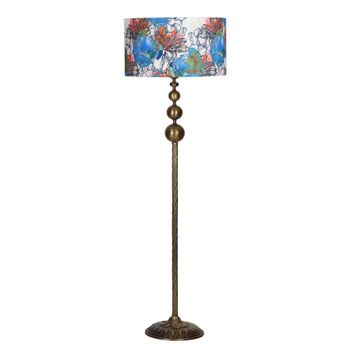 Vinner VNRVGAEKLMB037 Vega Eskitme Üçlü Küre Tek Ayaklı Metal Flowers Desenli Lambader
