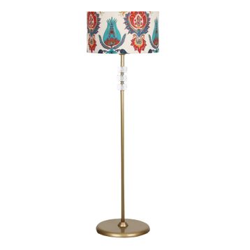 Vinner VNRVGAEKLMB037 Vega Eskitme Üçlü Küre Tek Ayaklı Metal Flowers Desenli Lambader