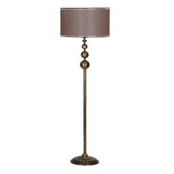 Vinner VNRVGAEKLMB078 Vega Eskitme Üçlü Küre Tek Ayaklı Metal Krom Şeritli Hasır Koyu Kahve Lambader
