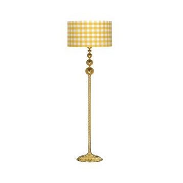 Vinner VNRVGAGKLMB013 Vega Gold Üçlü Küre Tek Ayaklı Metal Sarı Beyaz Ekose Desenli Lambader