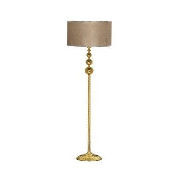 Vinner VNRVGAGKLMB021 Vega Gold Üçlü Küre Tek Ayaklı Metal Krom Şeritli Hasır Kahve Lambader