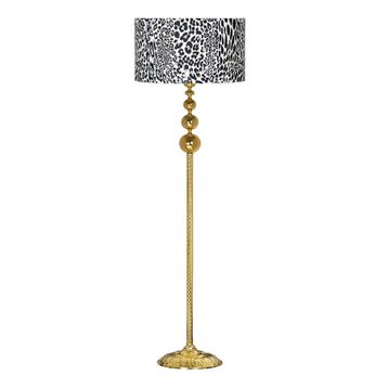 Vinner VNRVGAGKLMB023 Vega Gold Üçlü Küre Tek Ayaklı Metal Leopar Desenli Lambader