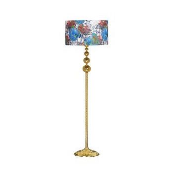 Vinner VNRVGAGKLMB063 Vega Gold Üçlü Küre Tek Ayaklı Metal Flowers Desenli Lambader