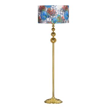 Vinner VNRVGAGKLMB063 Vega Gold Üçlü Küre Tek Ayaklı Metal Flowers Desenli Lambader