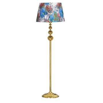 Vinner VNRVGAGKLMB063 Vega Gold Üçlü Küre Tek Ayaklı Metal Flowers Desenli Lambader