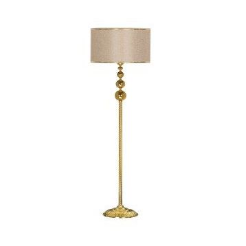 Vinner VNRVGAGKLMB077 Vega Gold Üçlü Küre Tek Ayaklı Metal Gold Şertili Hasır Kahve Lambader
