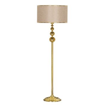 Vinner VNRVGAGKLMB077 Vega Gold Üçlü Küre Tek Ayaklı Metal Gold Şertili Hasır Kahve Lambader