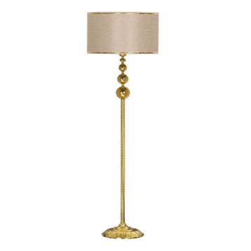 Vinner VNRVGAGKLMB077 Vega Gold Üçlü Küre Tek Ayaklı Metal Gold Şertili Hasır Kahve Lambader