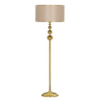 Vinner VNRVGAGKLMB077 Vega Gold Üçlü Küre Tek Ayaklı Metal Gold Şertili Hasır Kahve Lambader