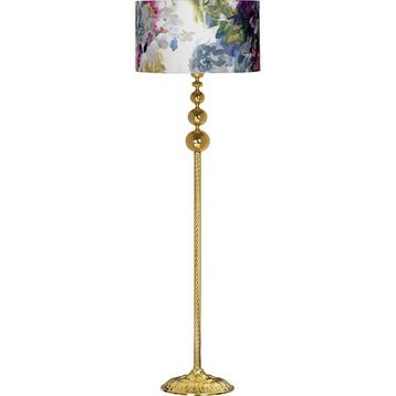 Vinner VNRVGAGKLMB079 Vega Gold Üçlü Küre Tek Ayaklı Metal Gül Desenli Lambader