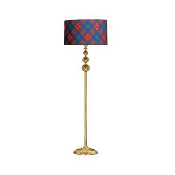 Vinner VNRVGAGKLMB086 Vega Gold Üçlü Küre Tek Ayaklı Metal Diagonal Ekose Desenli Lambader