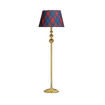 Vinner VNRVGAGKLMB086 Vega Gold Üçlü Küre Tek Ayaklı Metal Diagonal Ekose Desenli Lambader