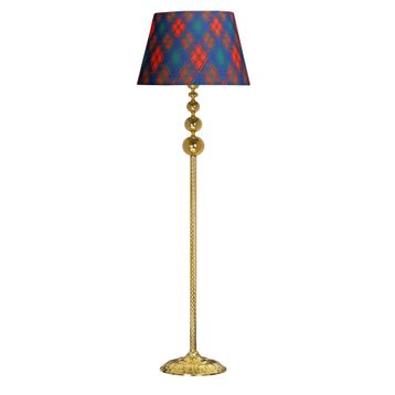 Vinner VNRVGAGKLMB086 Vega Gold Üçlü Küre Tek Ayaklı Metal Diagonal Ekose Desenli Lambader