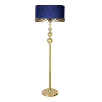 Vinner VNRVGAGKLMB086 Vega Gold Üçlü Küre Tek Ayaklı Metal Diagonal Ekose Desenli Lambader